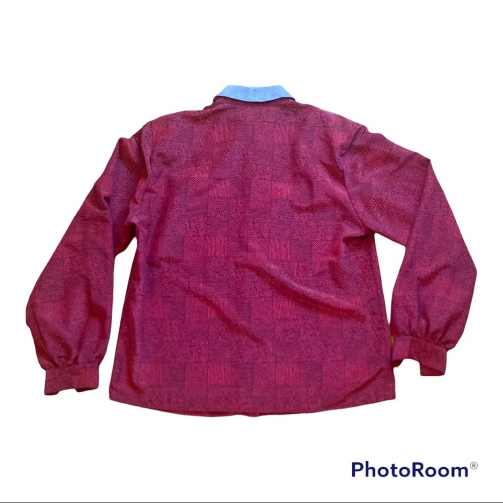 Vintage 80s Notations Red and Black Button Down Shirt with Gray Details - Picture 7 of 7
